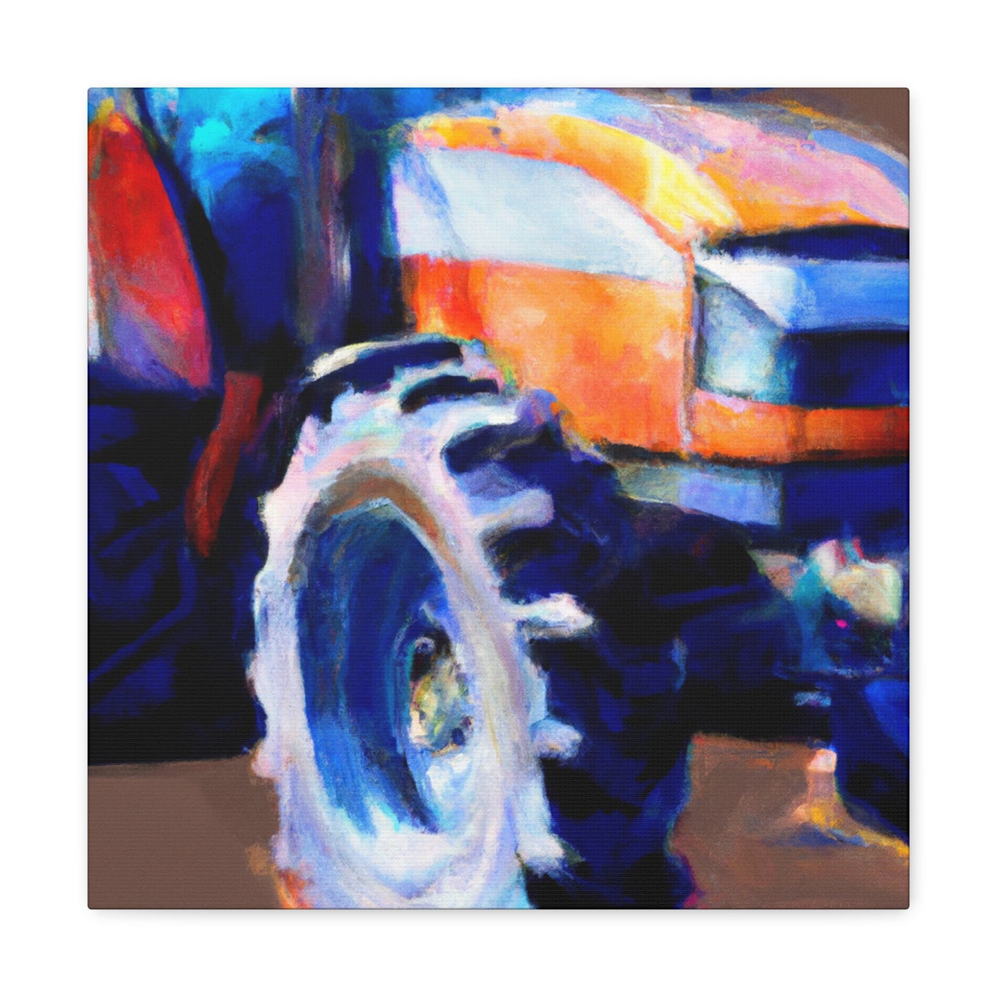 Old Tractor Plowing - Canvas