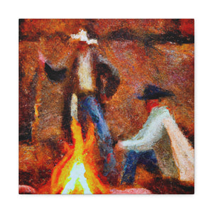 "Campfire Night Impressionism" - Canvas