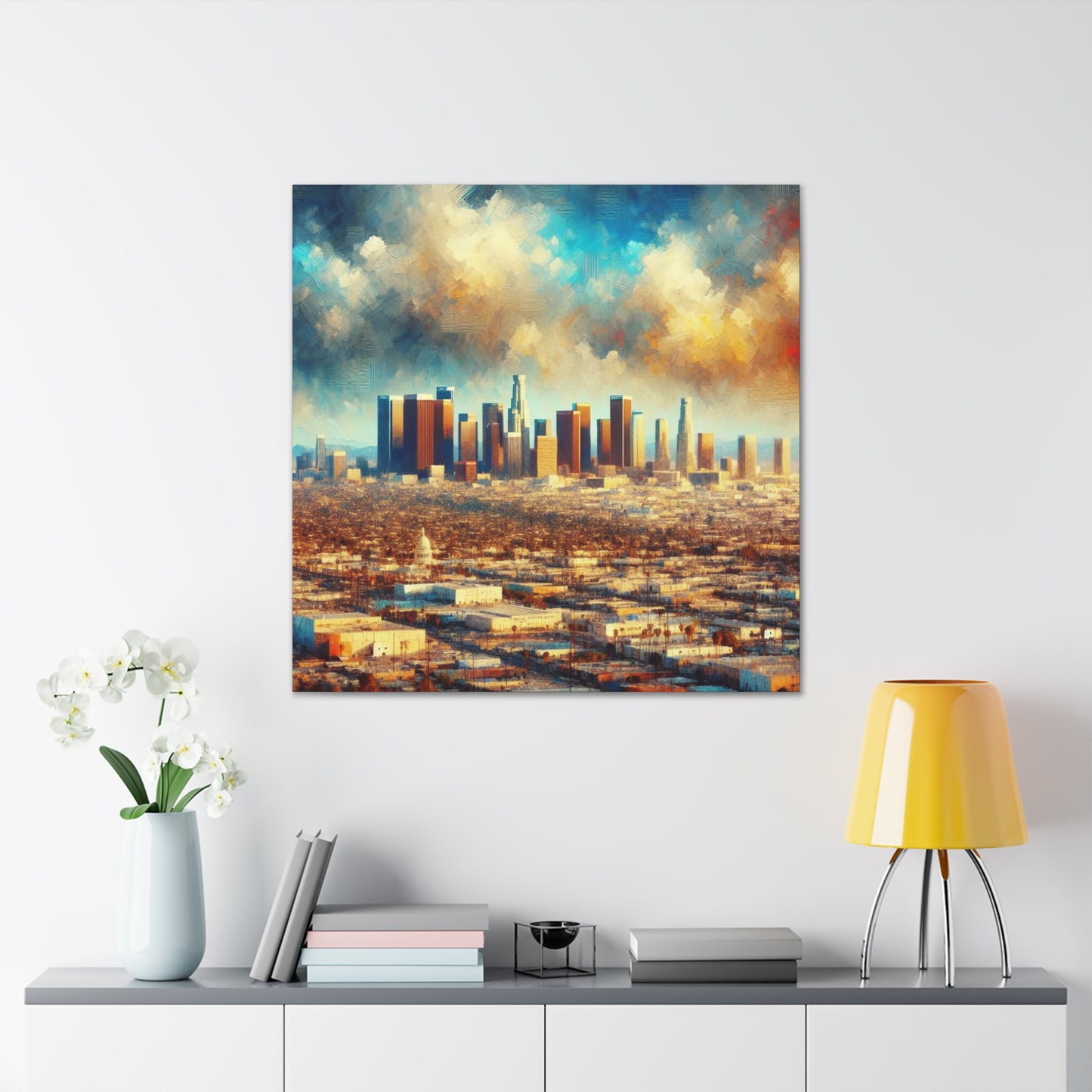 "Cityscape Reflections Transcendent Glow" - Canvas