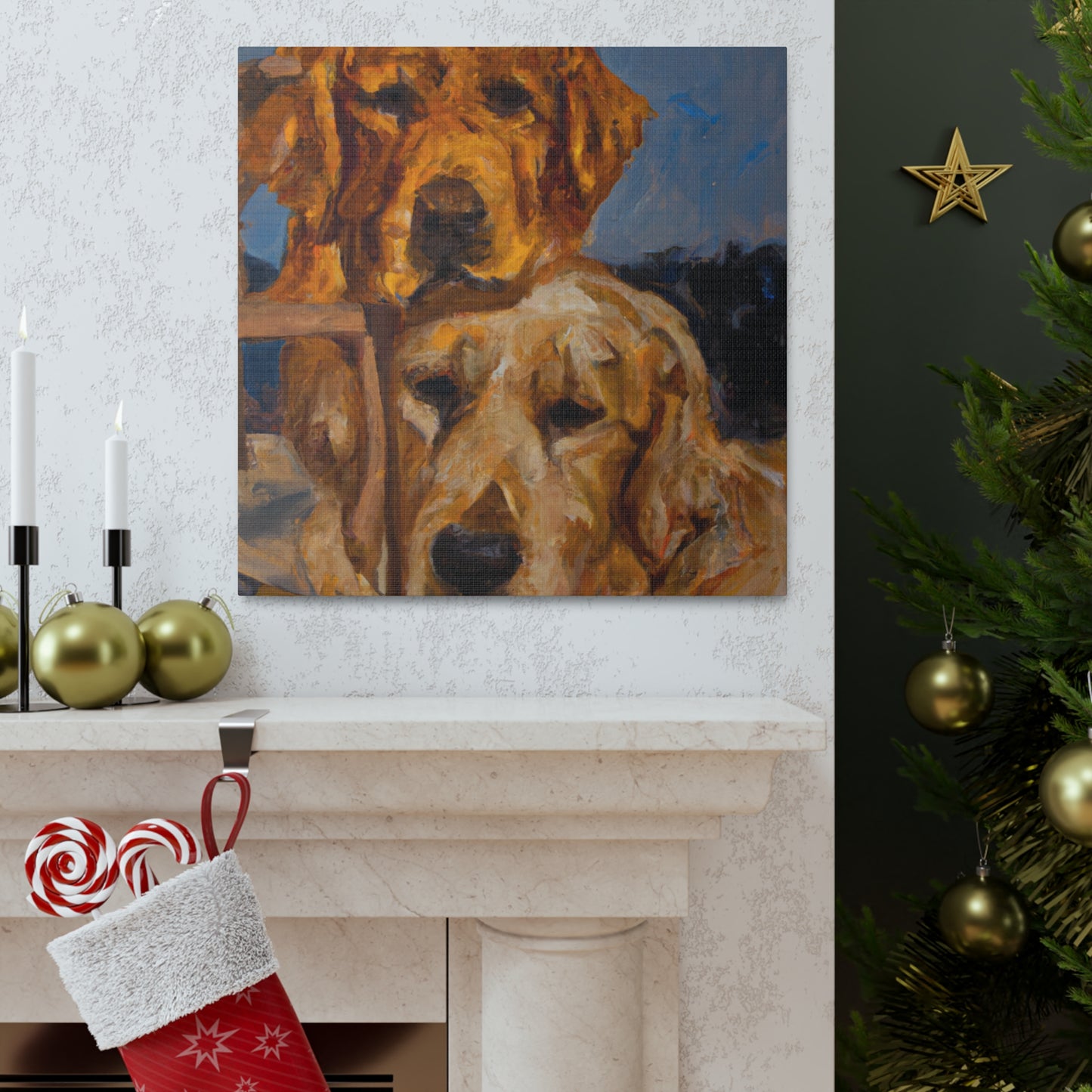 "Golden Retriever Wonderland" - Canvas