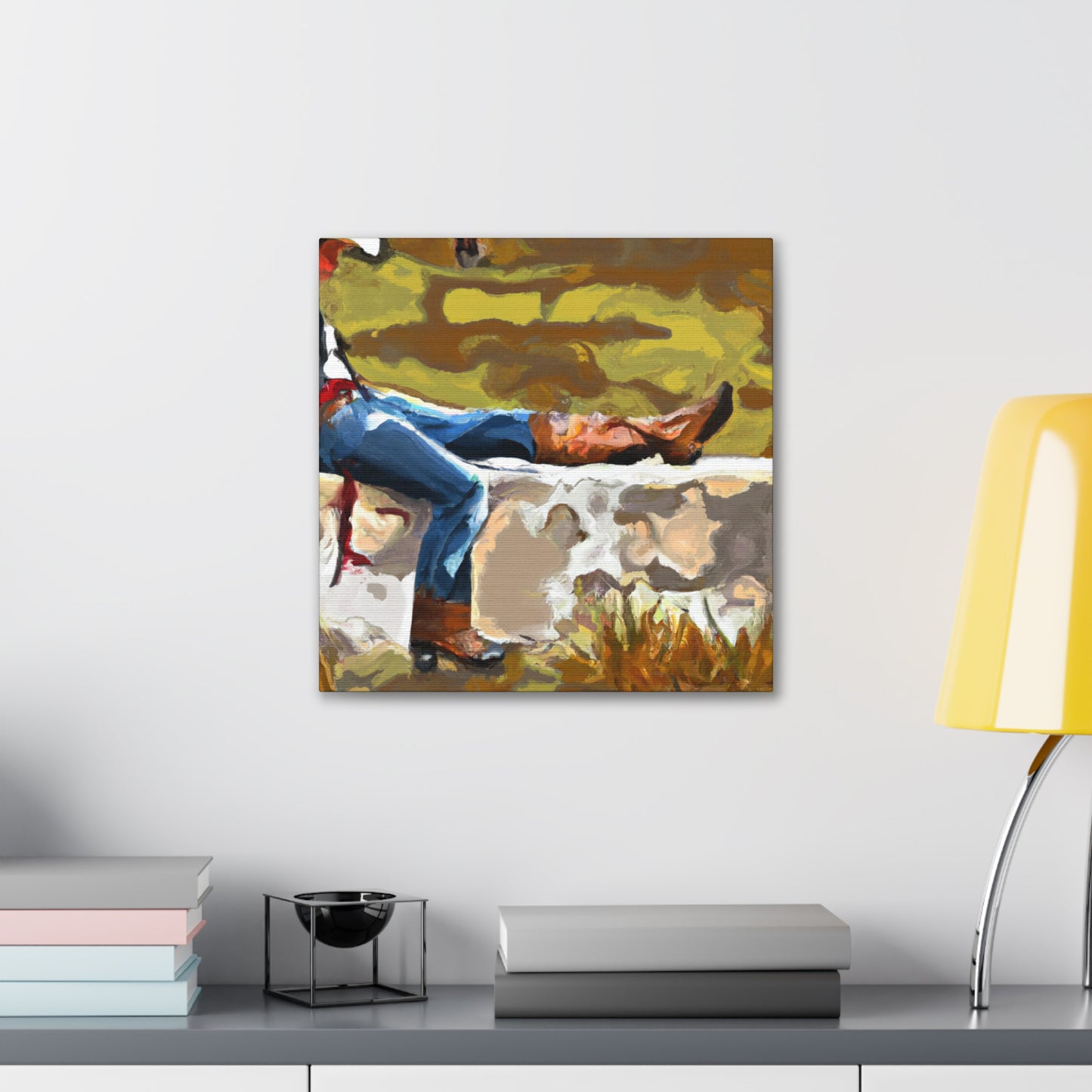 "Cowboy Contemplating Sunset" - Canvas