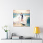 Surfers on Sunset Beach - Canvas