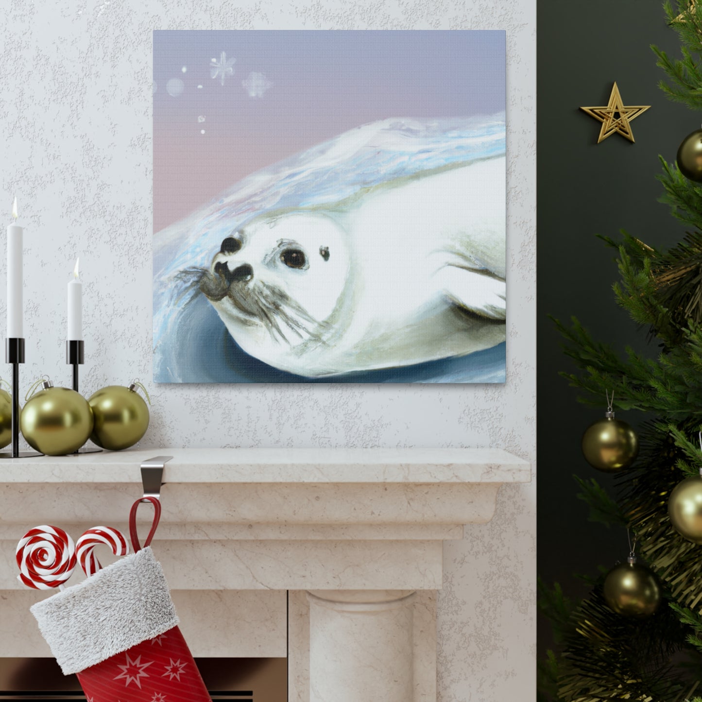 Harp Seal in Art Deco - Canvas