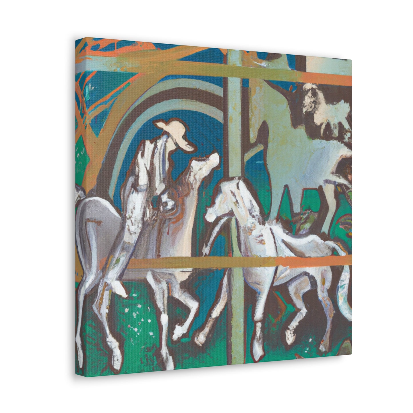 Grazing Horses in Spring - Canvas