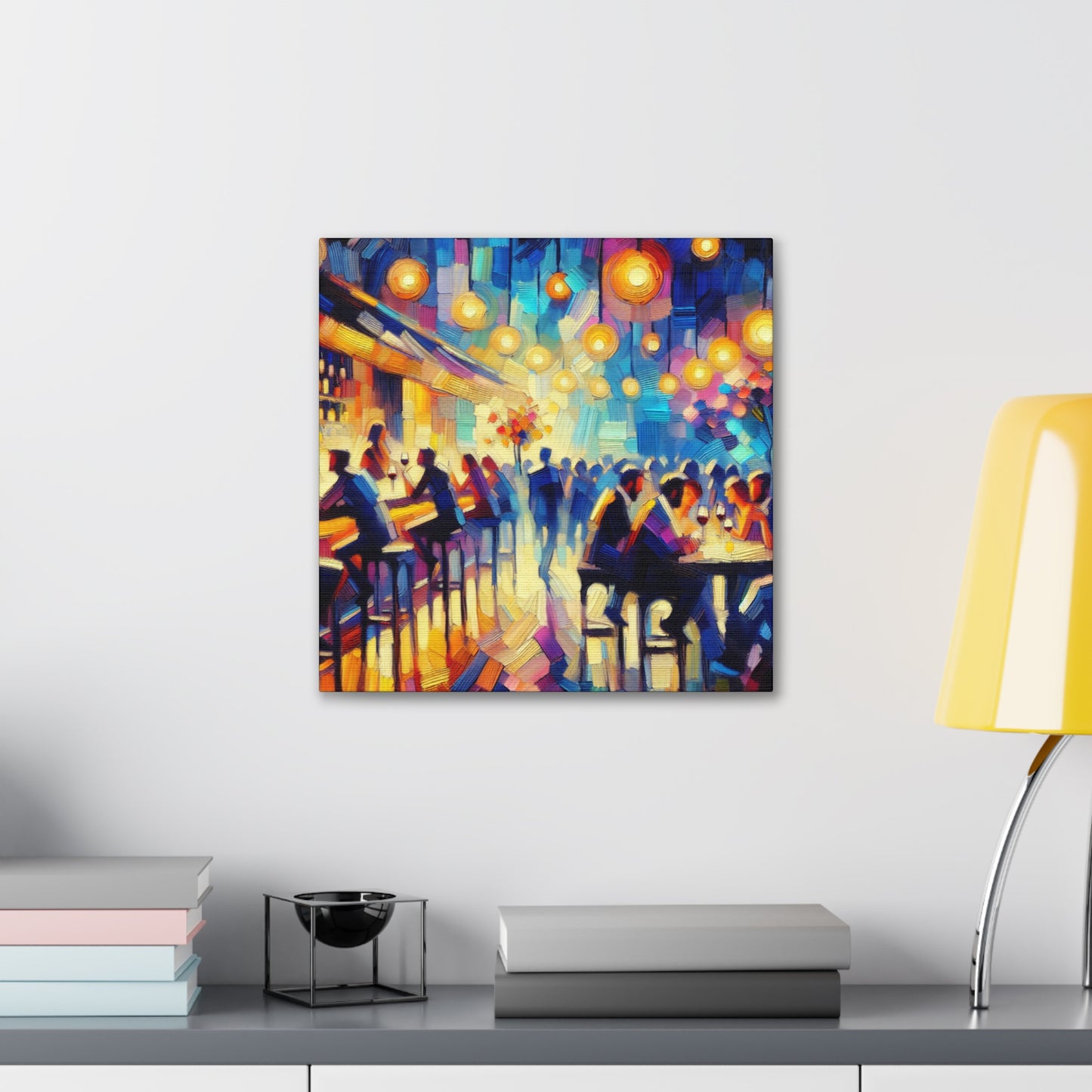 Vibrant Wine Bar Scene - Canvas