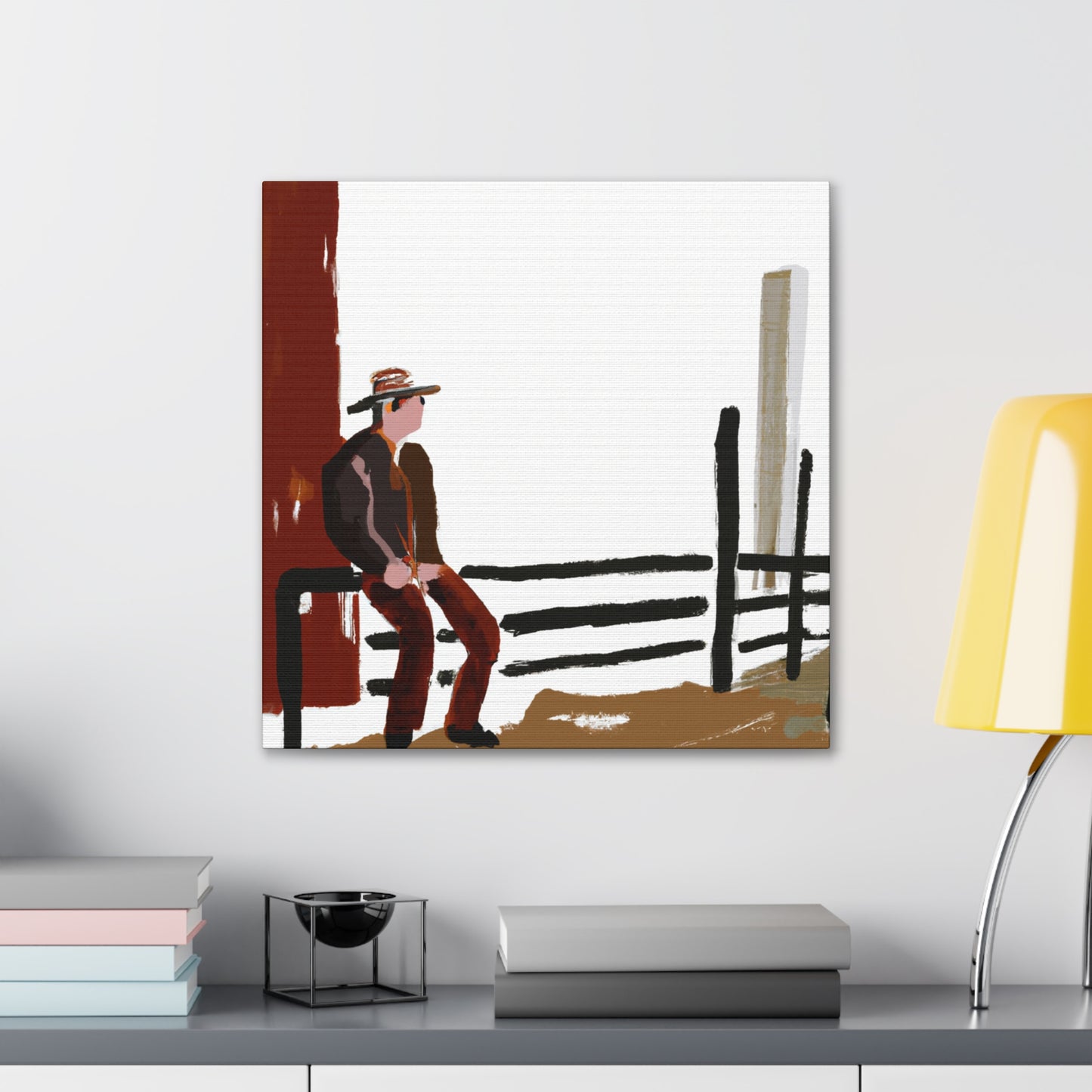 Cowboy on the Fence - Canvas