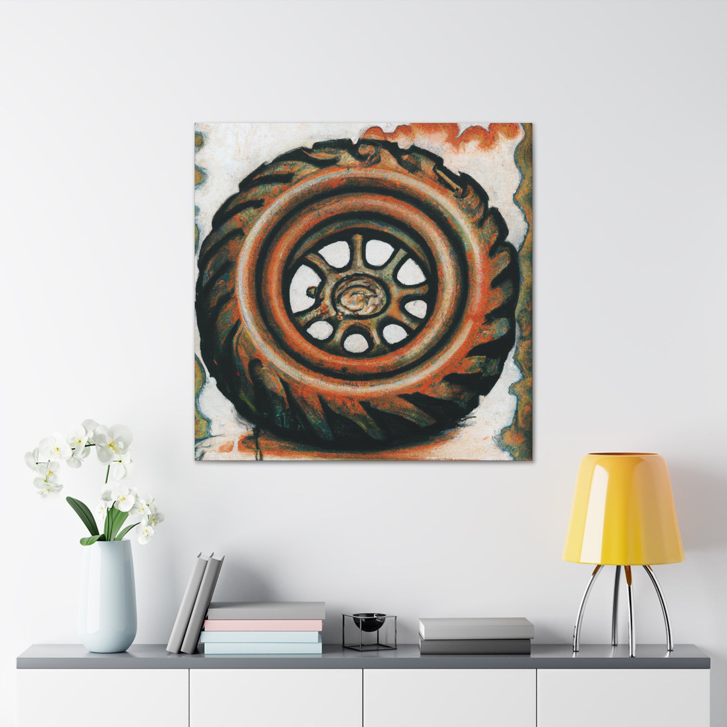 "Tractor Tire Triumphant" - Canvas