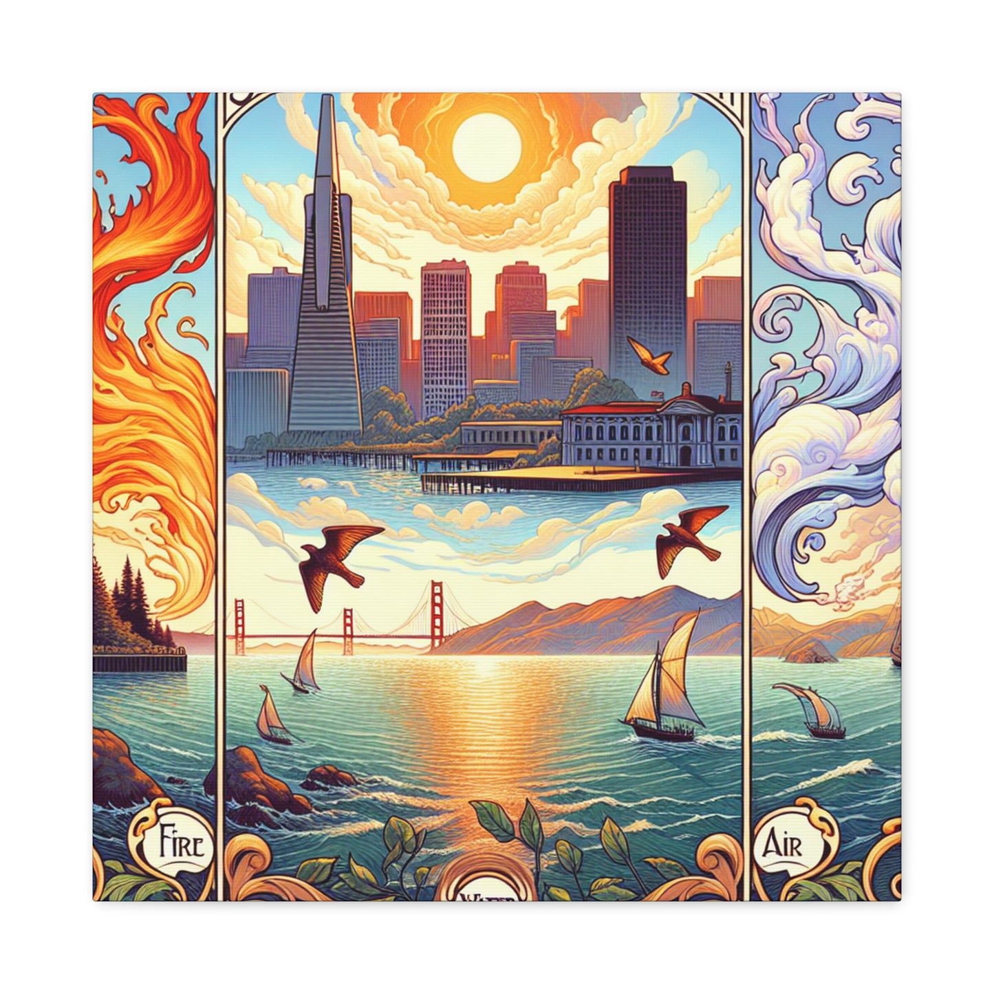 "Golden City Whispers" - Canvas