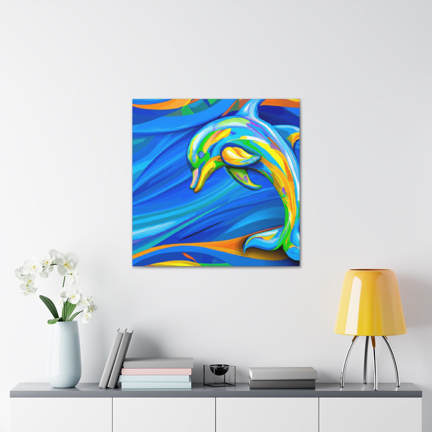 "Dolphin in Fauvist Hues" - Canvas