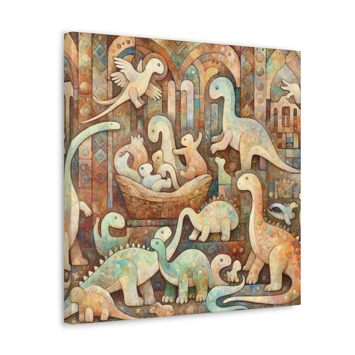 Whimsical Prehistoric Serenity - Canvas