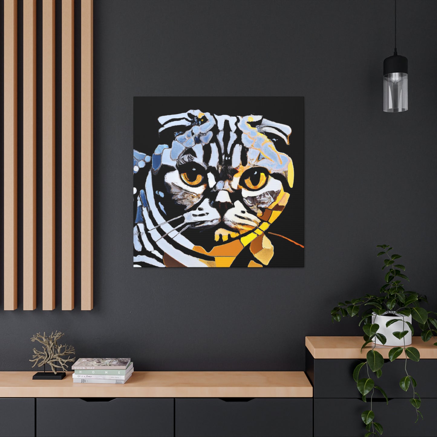 "Feline Art Deco Purr" - Canvas