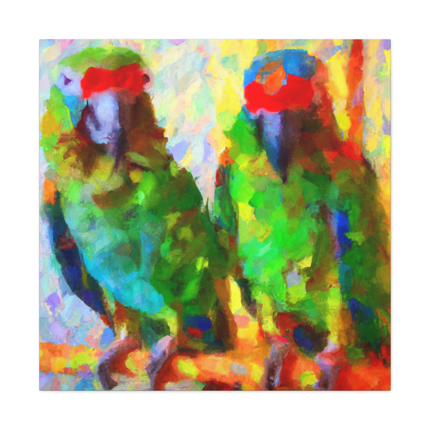 "Senegal Parrots in Bloom" - Canvas