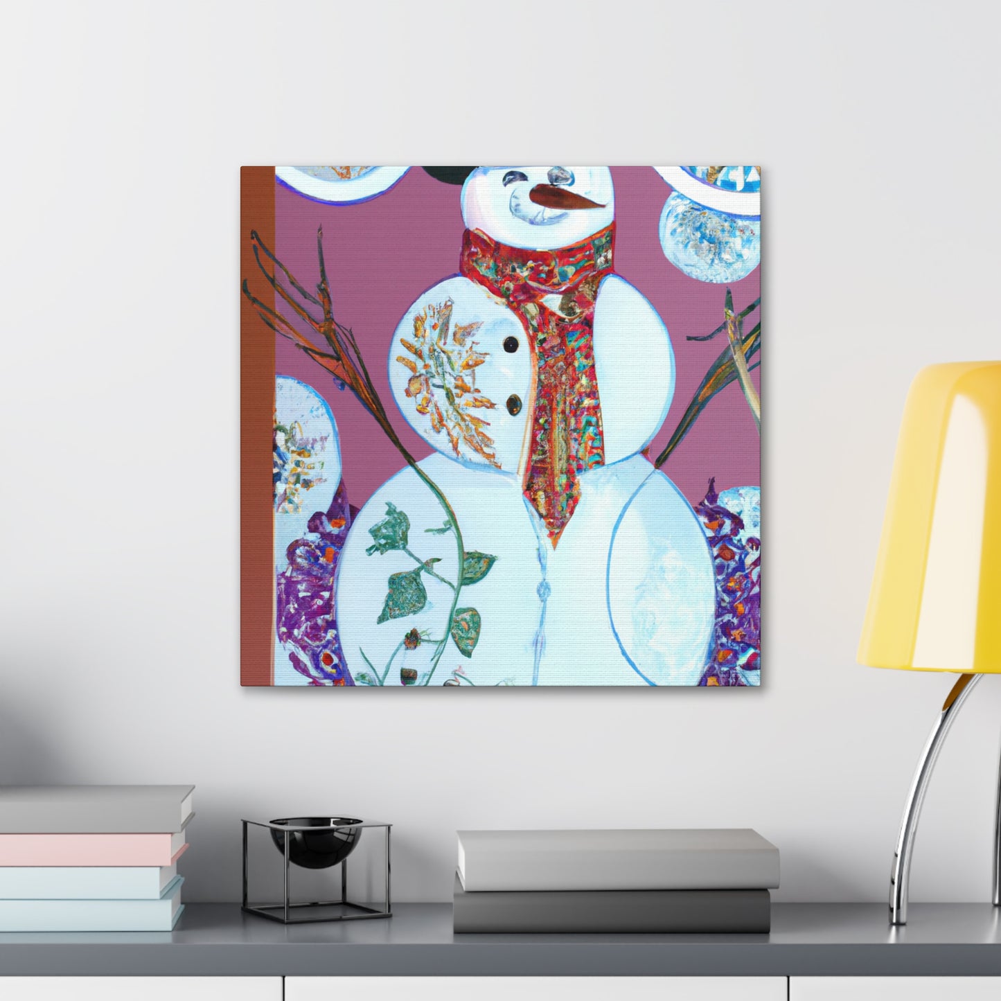 "Snowman in Moonlight" - Canvas