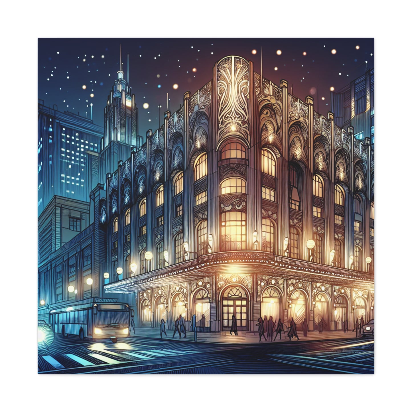 Moonlit Metropolis Magic - Canvas