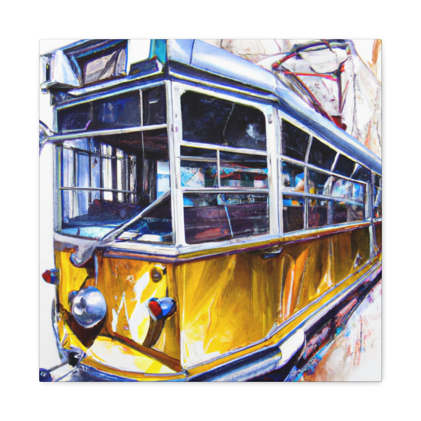 Tram in Cityscape. - Canvas