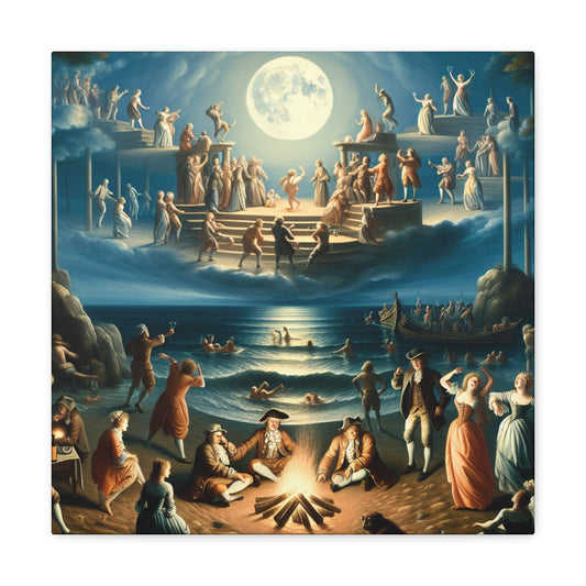 "Luminous Nocturnal Coastal Celebration" - Canvas