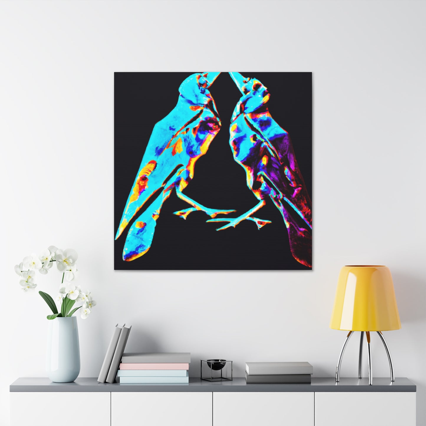 Lovebirds in Bloom - Canvas