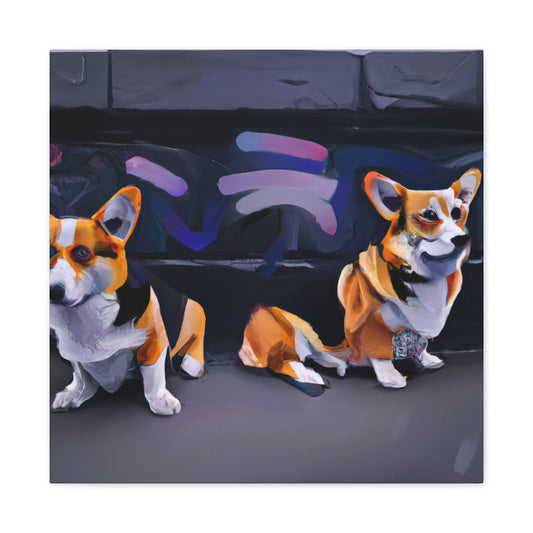 Corgis in Motion. - Canvas