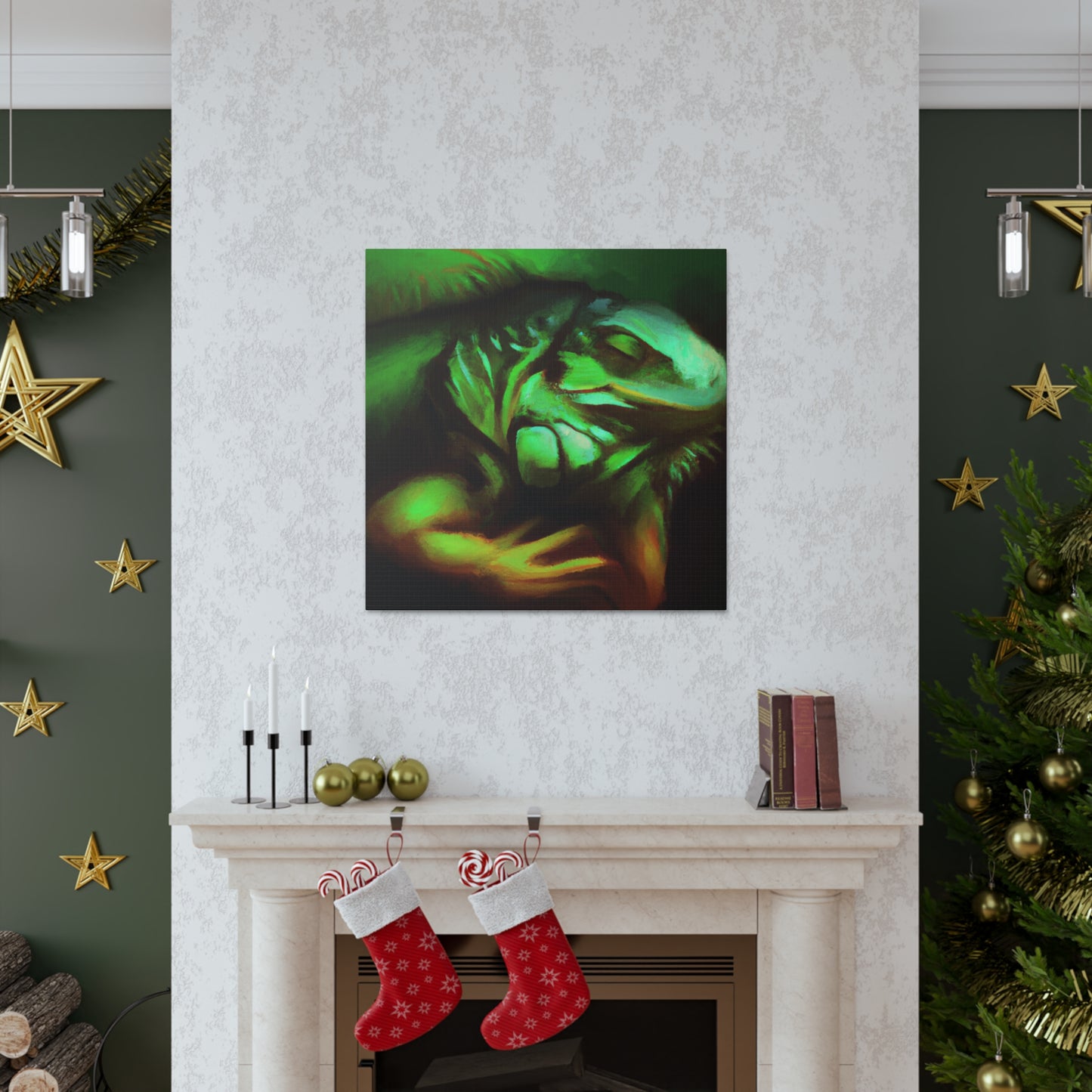 "Green Iguana Reflection" - Canvas