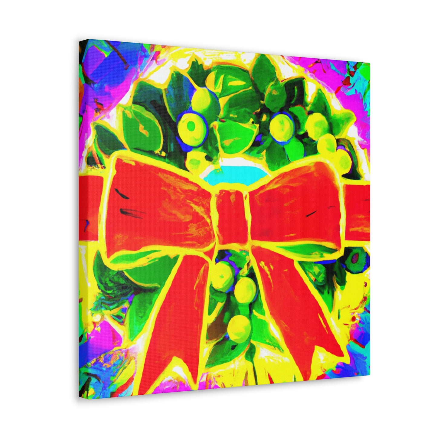 "Wreath of Colorful Joy" - Canvas