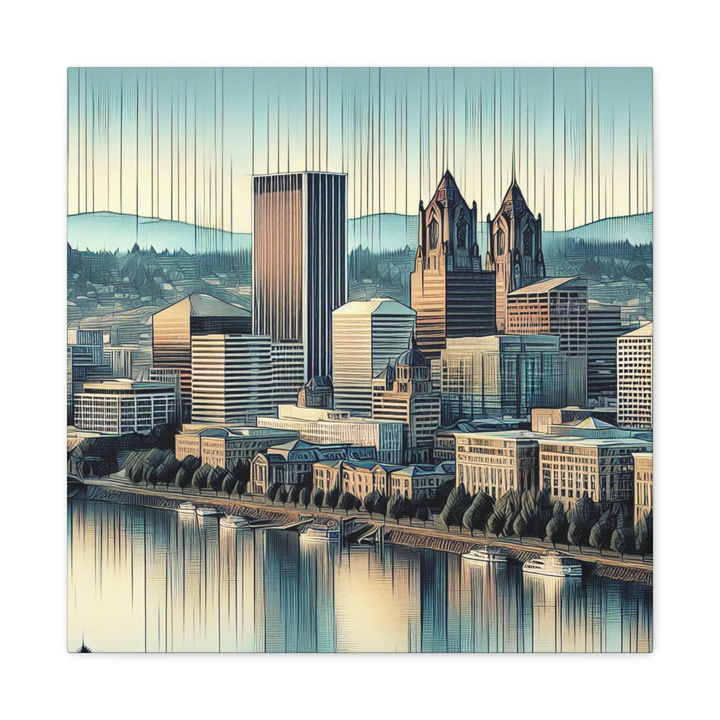 "Pulsating Portland Reflections" - Canvas