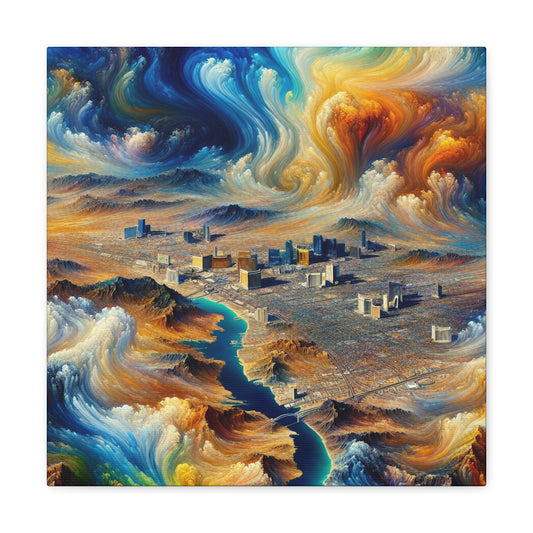 "Desert Mirage's Glowing Oasis" - Canvas