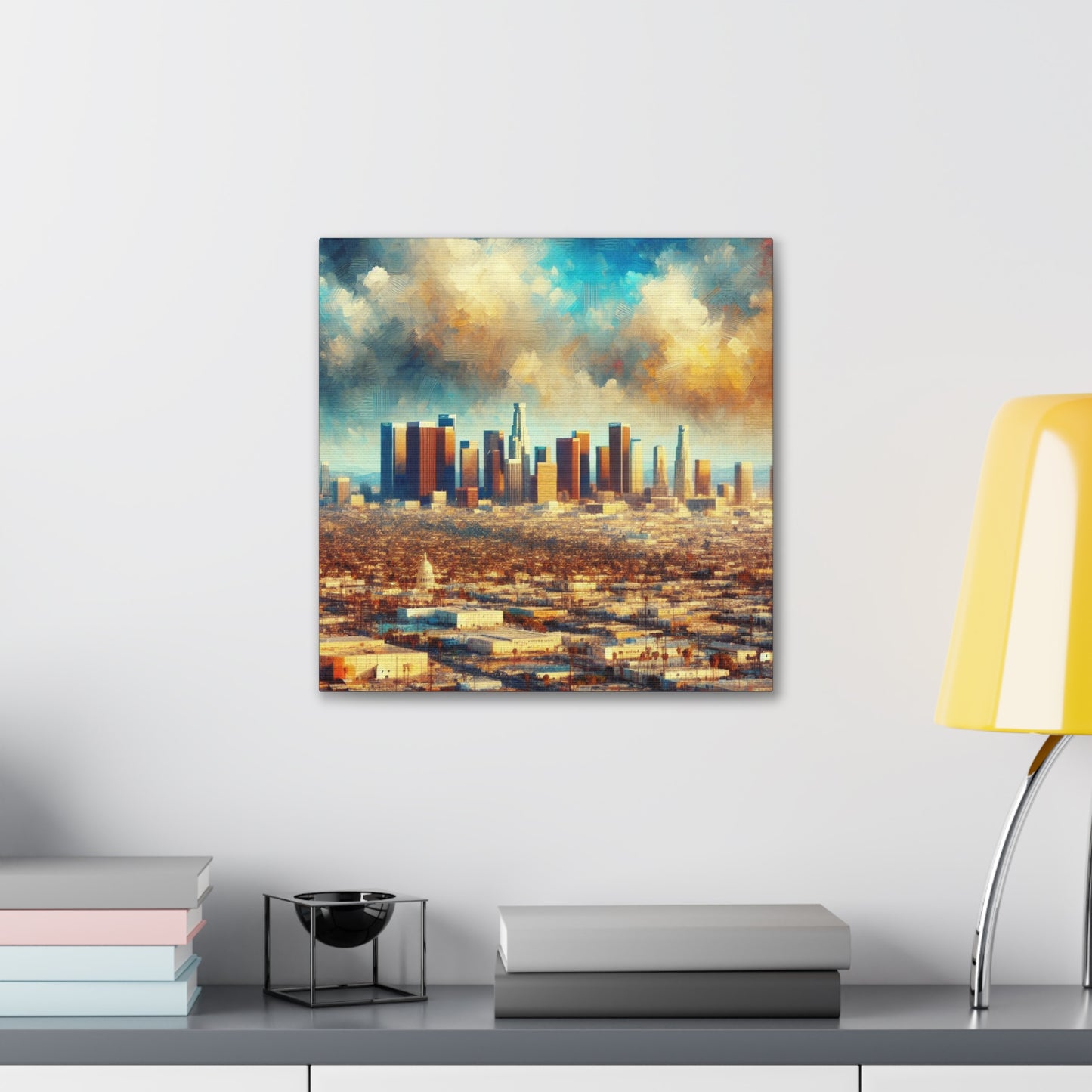 "Cityscape Reflections Transcendent Glow" - Canvas