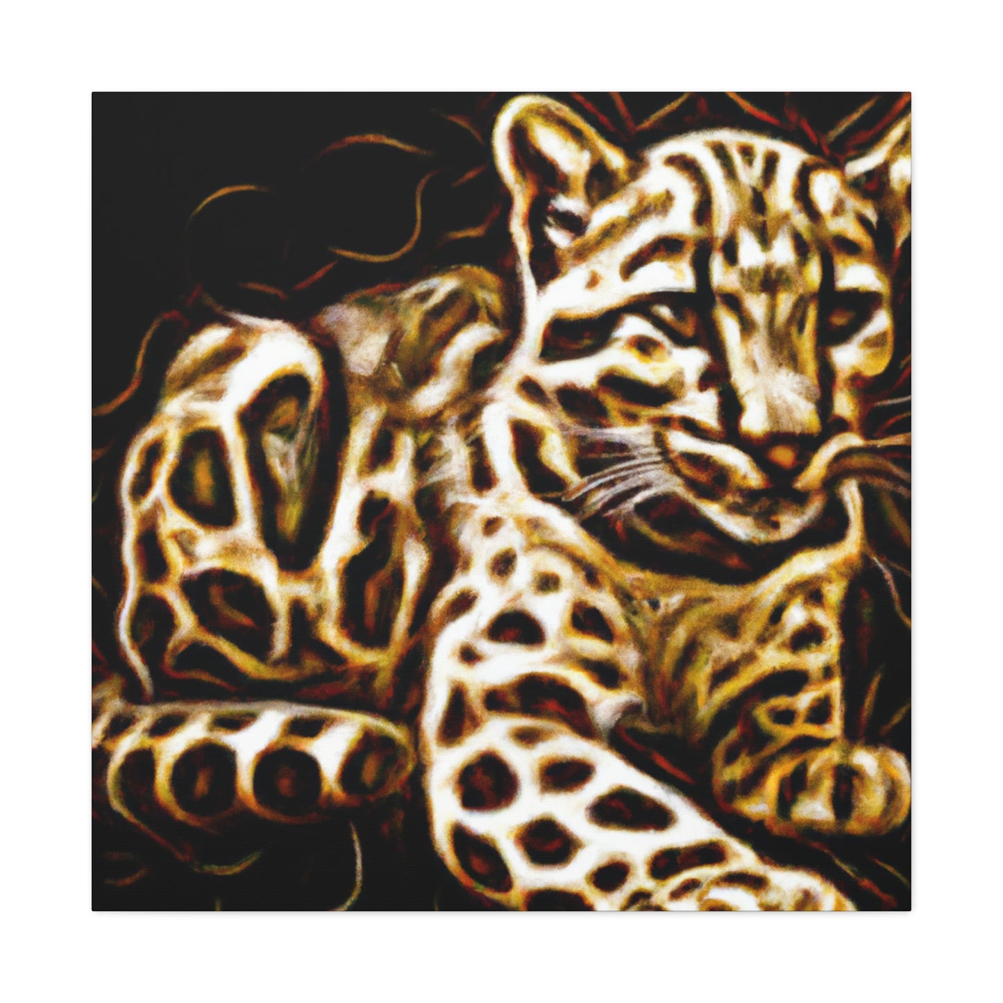 The Clouded Leopard is a species of wild, big cat that is native to the tropical and subtropical forests of Southeast Asia. It is known for its distinctive colouring and spotted coat which is why it is often referred to as the - Canvas