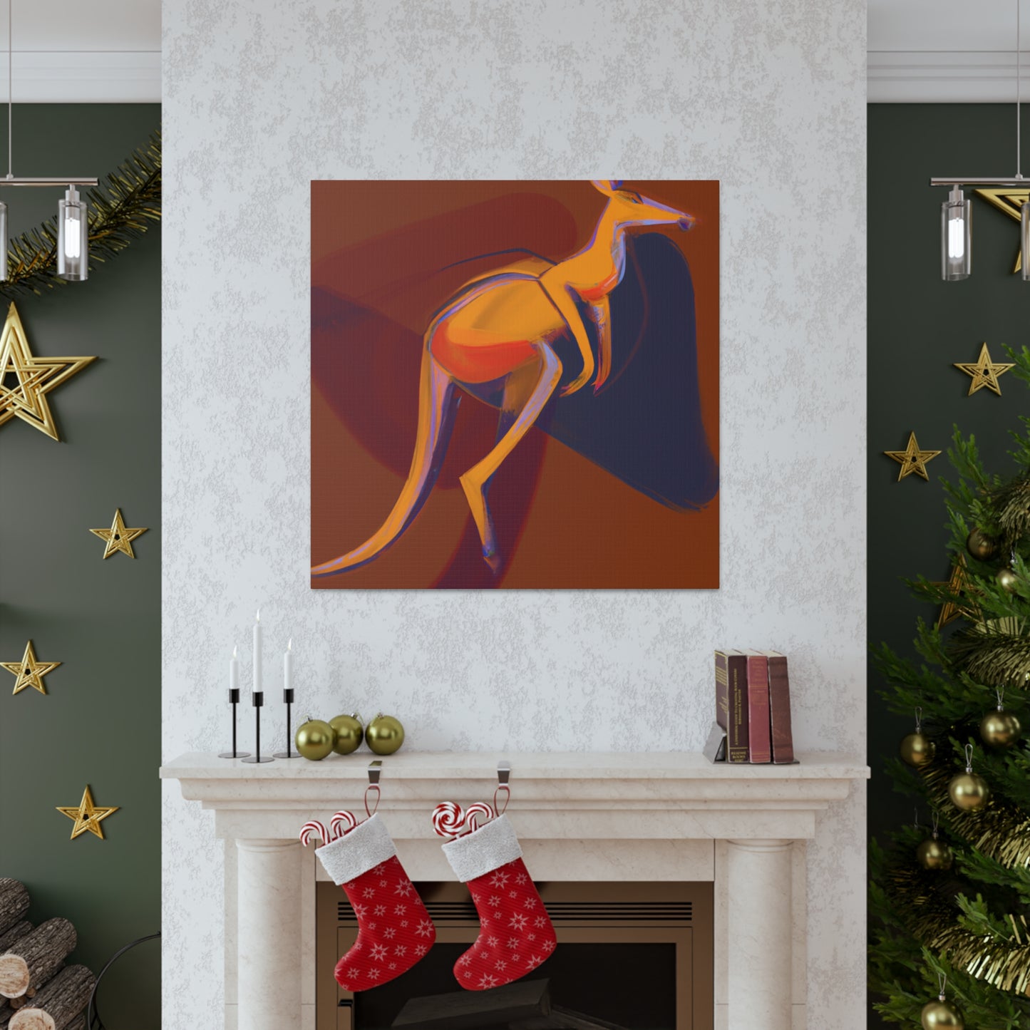 Kangaroo In Art Deco - Canvas