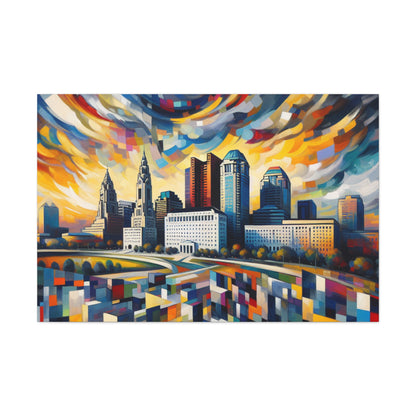 "Dynamic Dreamscape: Columbus Chronicles" - Canvas