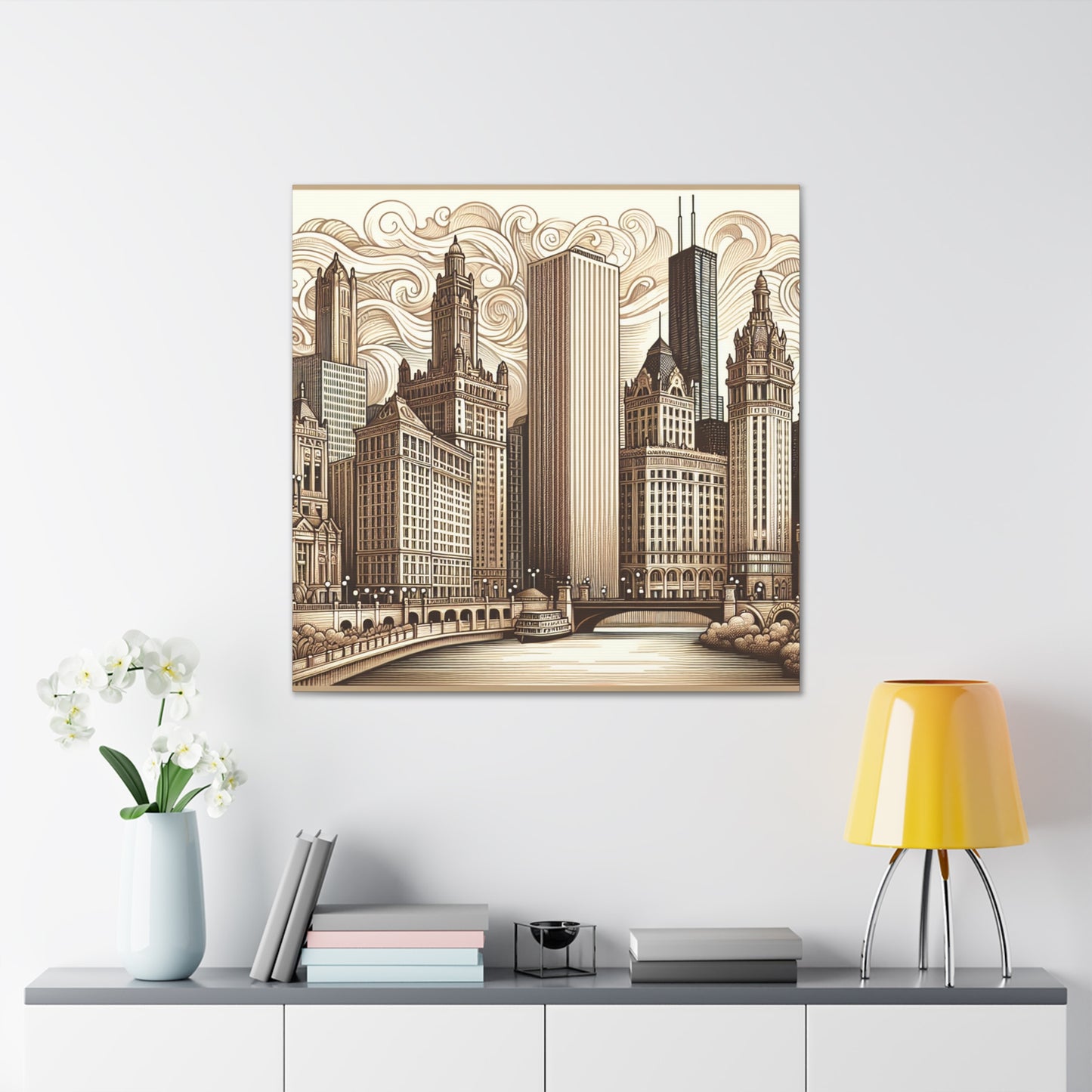 "Cityscape Symphony: Renaissance Chicago" - Canvas