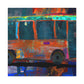 Bus in Blurple Colors - Canvas