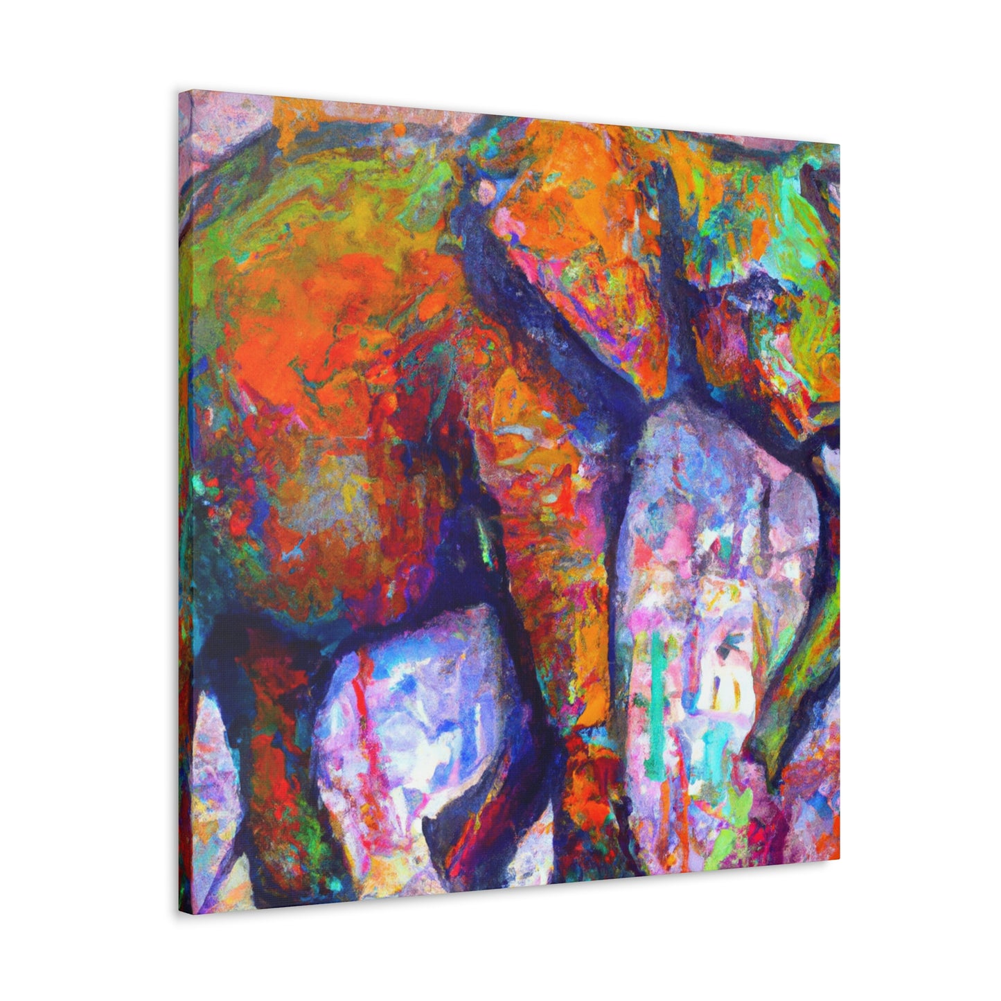 Elephant Embrace Abstraction - Canvas