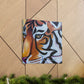 The Bengal tiger has become an iconic symbol of style and elegance in the Art Deco era of the 1920s. Its beautiful orange and black stripes, strong features, and fierce demeanor would all work to create a powerful and stylish motif. This could - Canvas