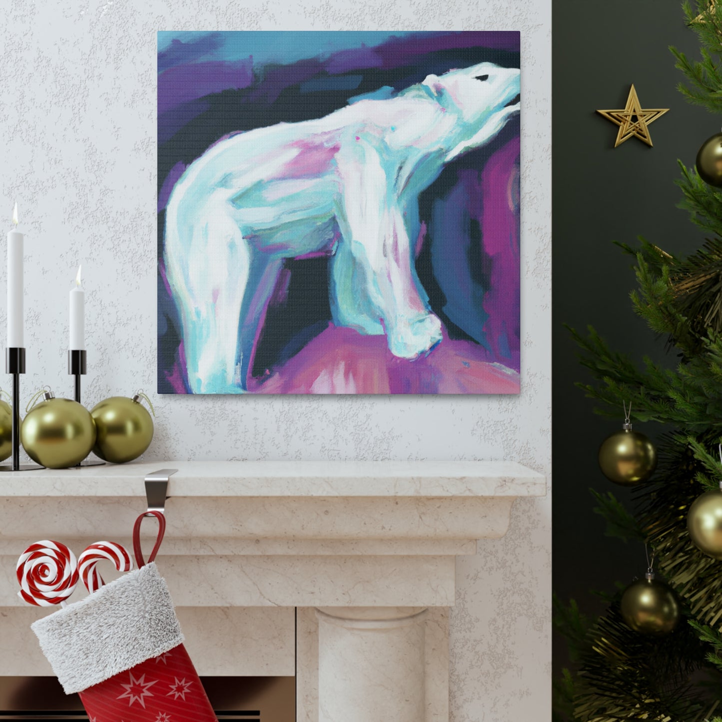 Polar Bear in Motion - Canvas