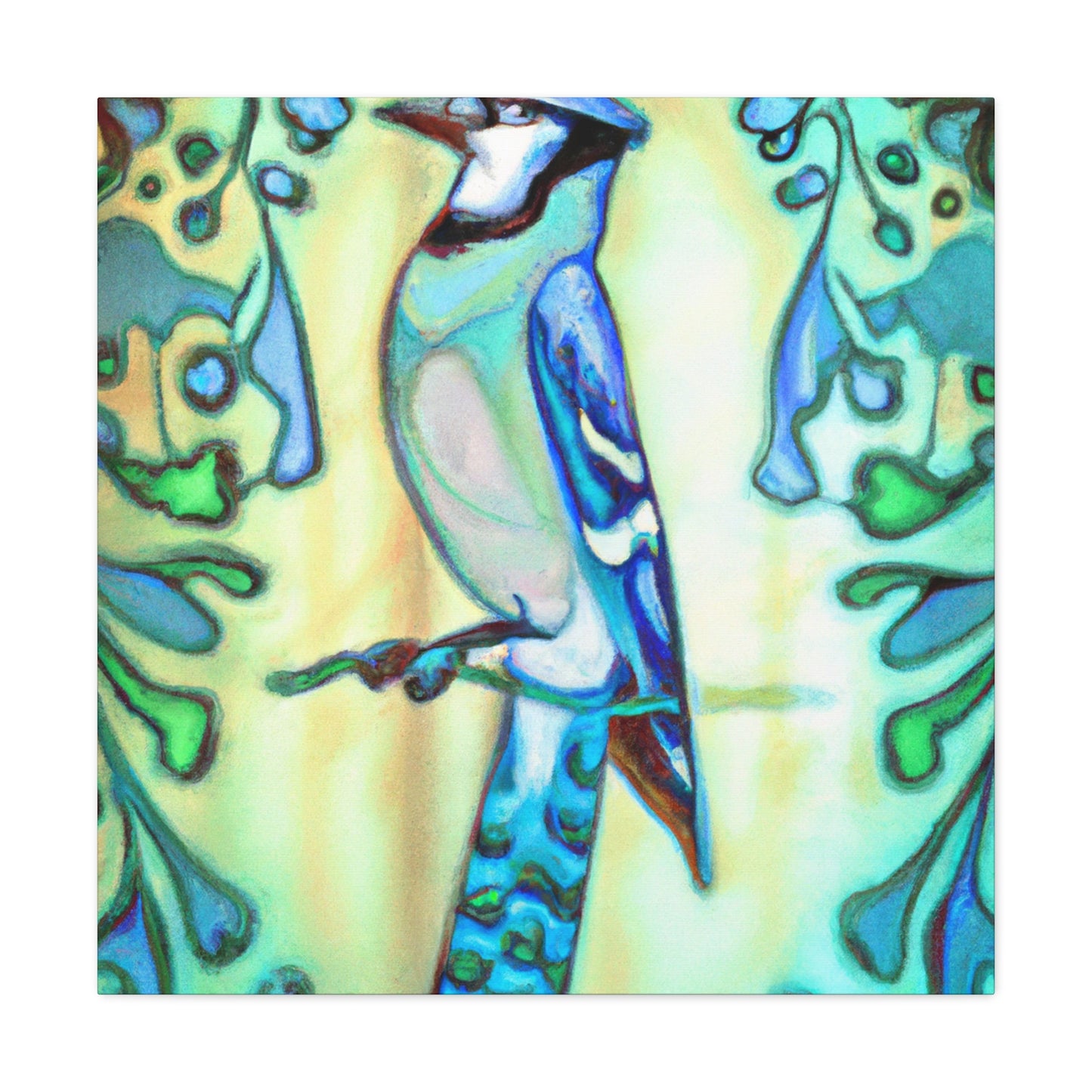 "Blue Jay's Captivating Flight" - Canvas