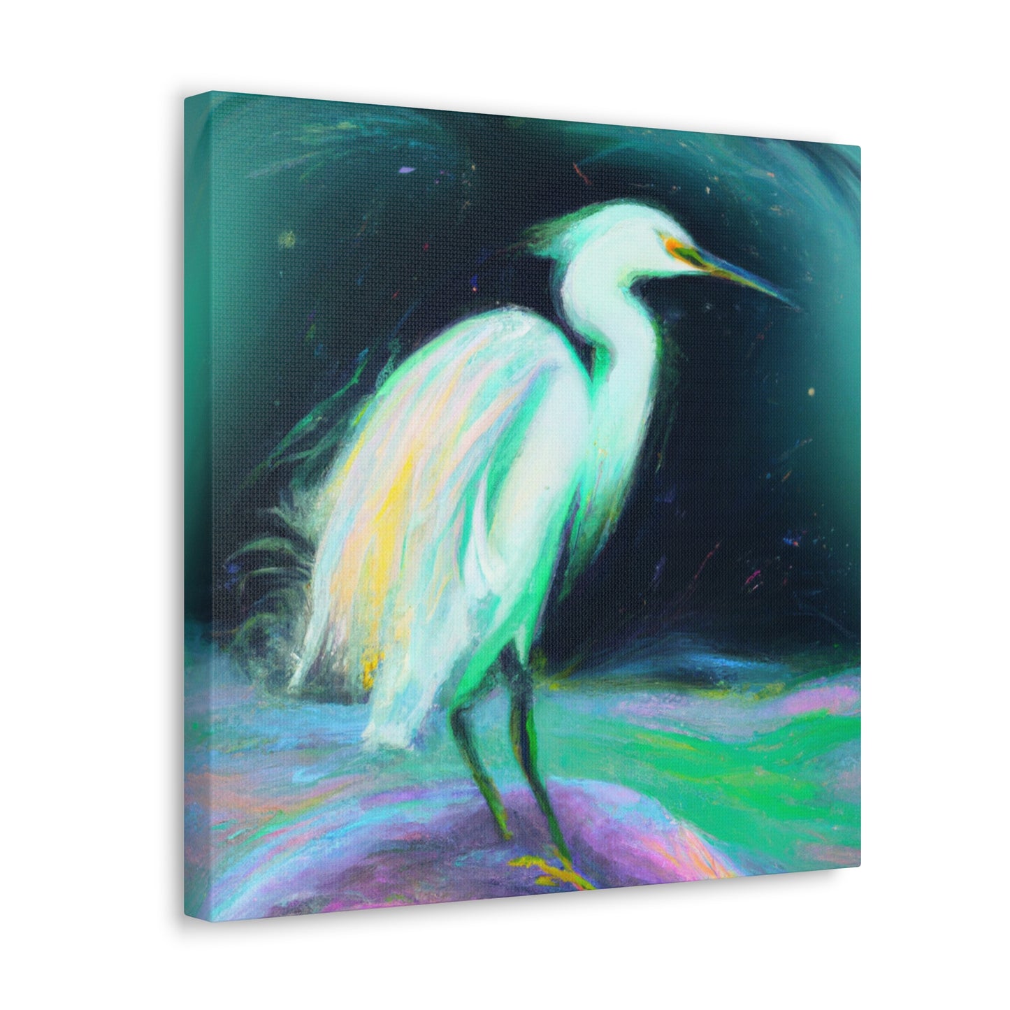 "Winter Egret Snowscape" - Canvas