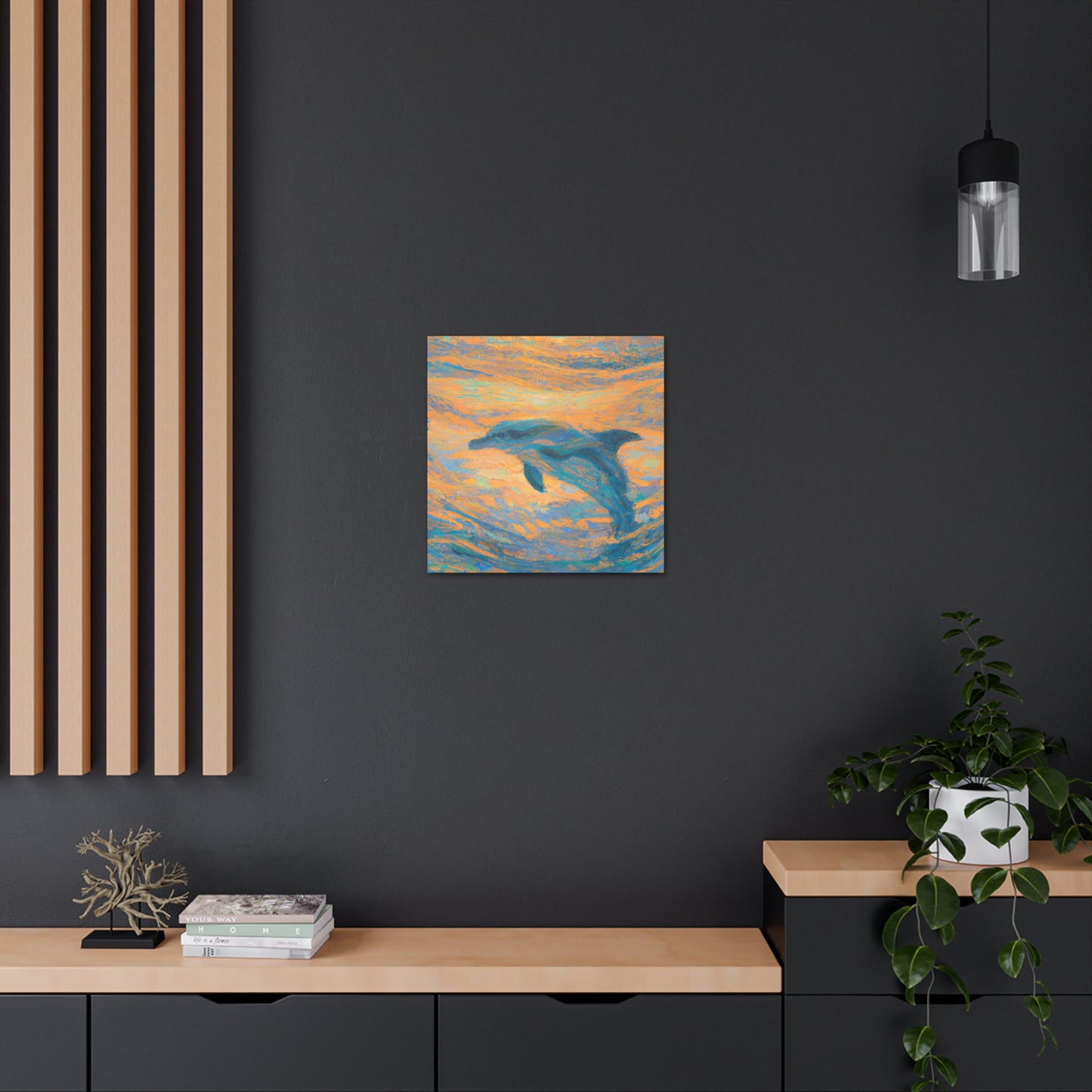 "Dancing Dolphins in Color" - Canvas