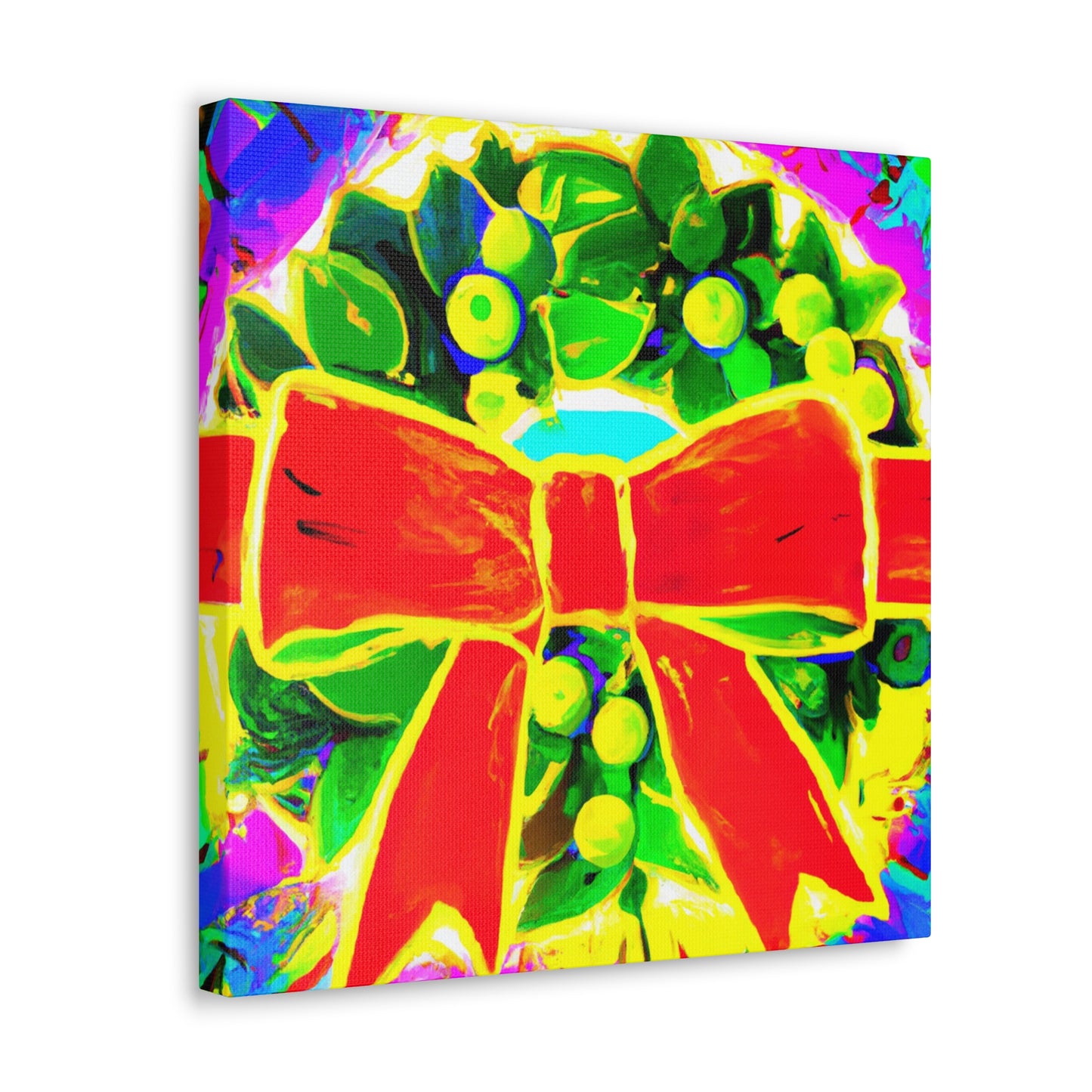 "Wreath of Colorful Joy" - Canvas