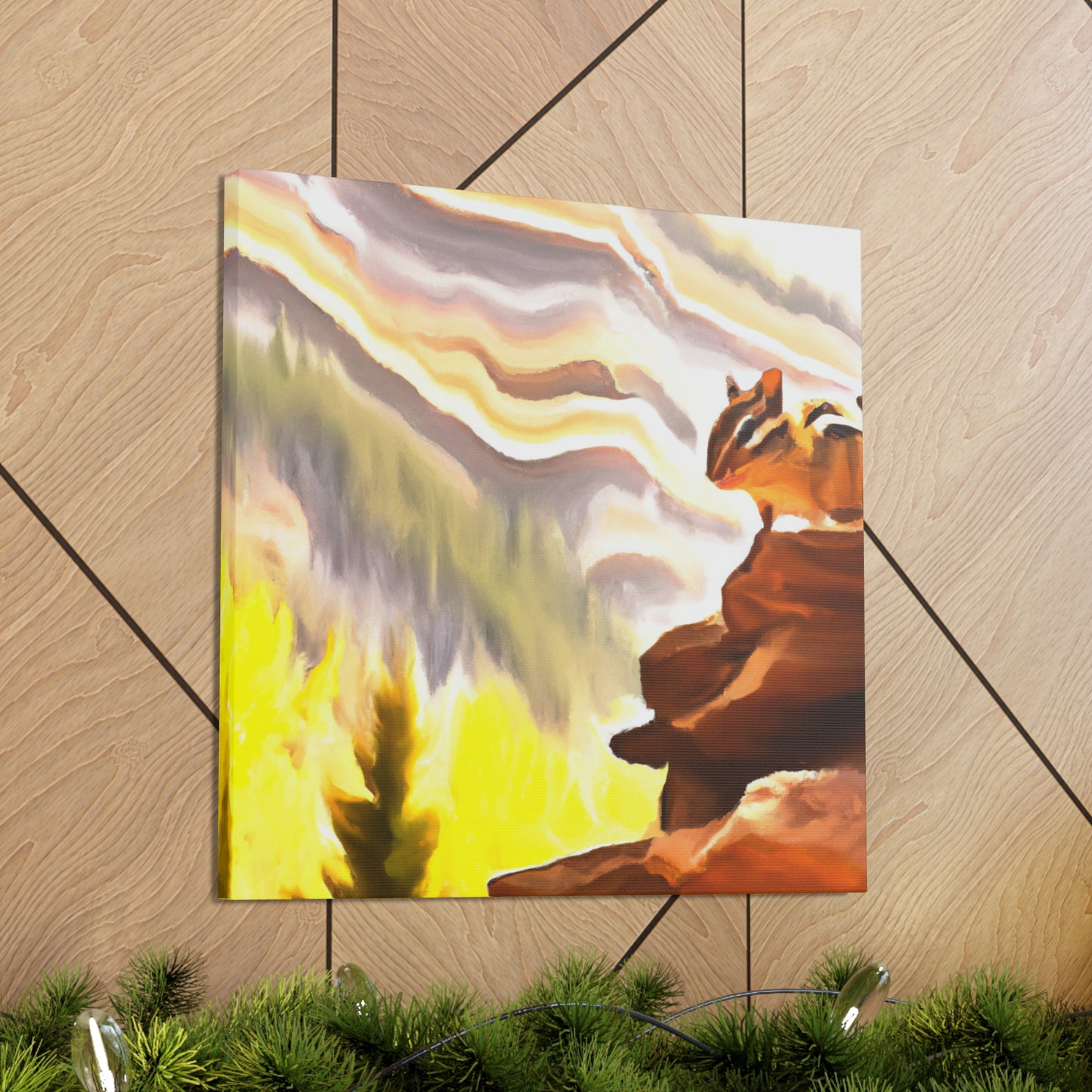 Chipmunk's Gathering Beauty - Canvas