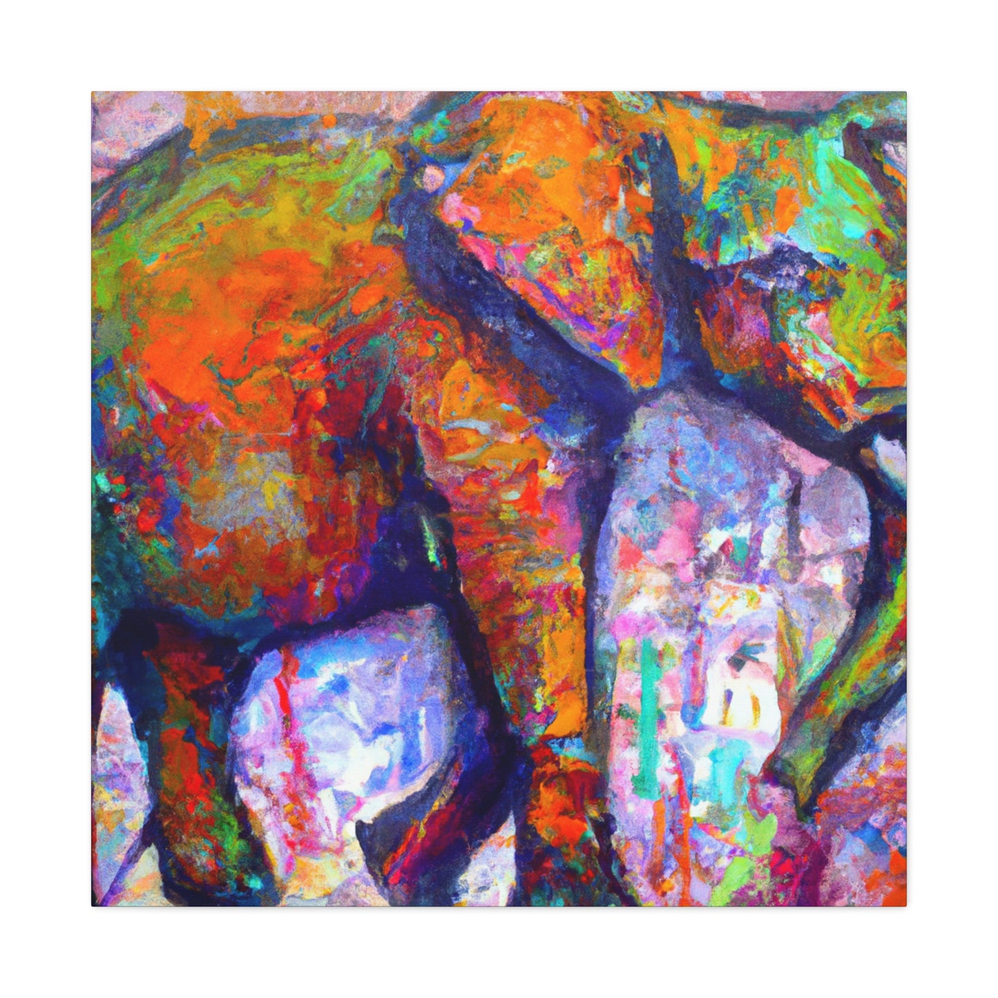 Elephant Embrace Abstraction - Canvas