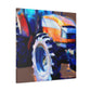 Old Tractor Plowing - Canvas