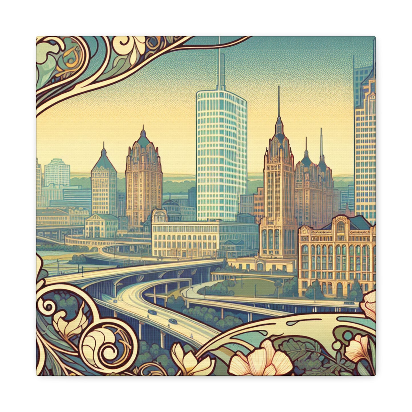 "Cityscape Symphony: Milwaukee" - Canvas