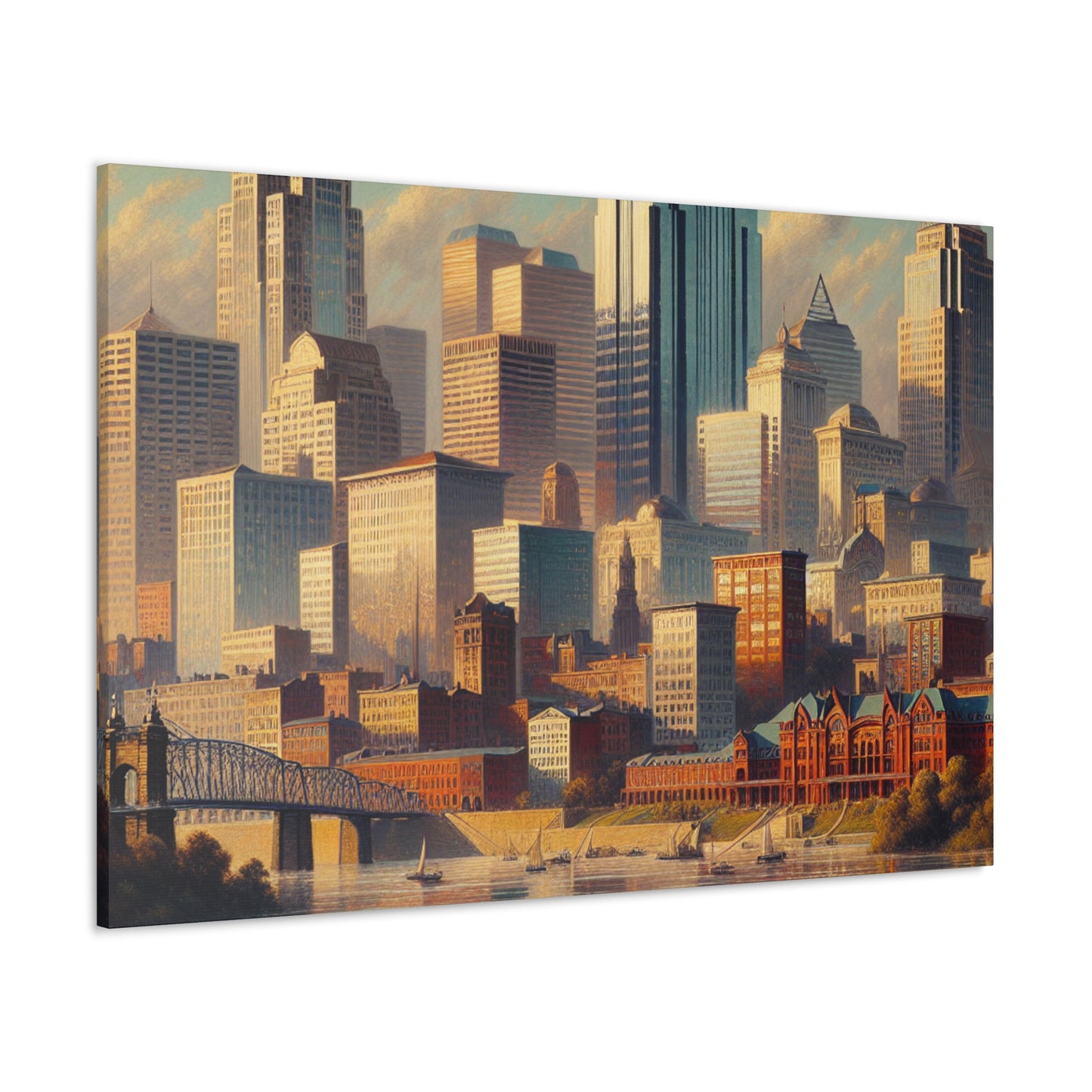 "Riverside Serenity: Cincinnati" - Canvas