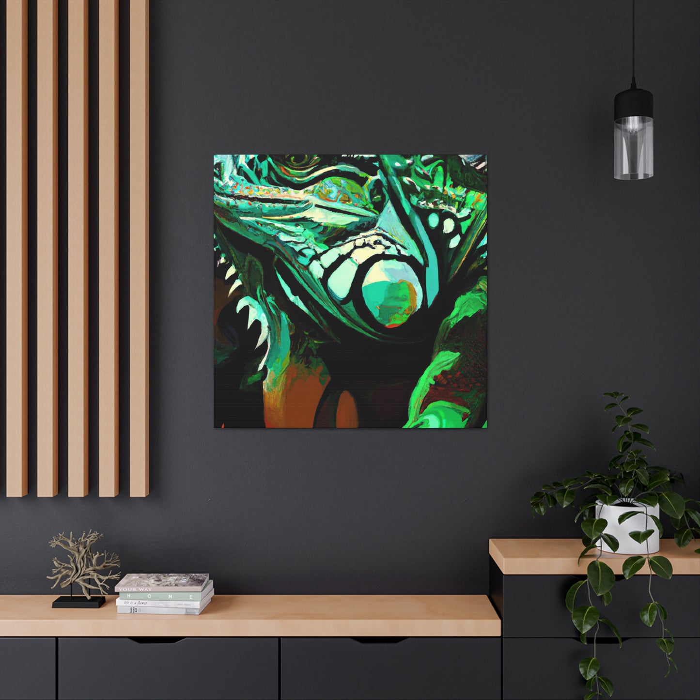 Iguana's Art Deco Pose - Canvas