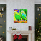 Budgies in Bloom. - Canvas