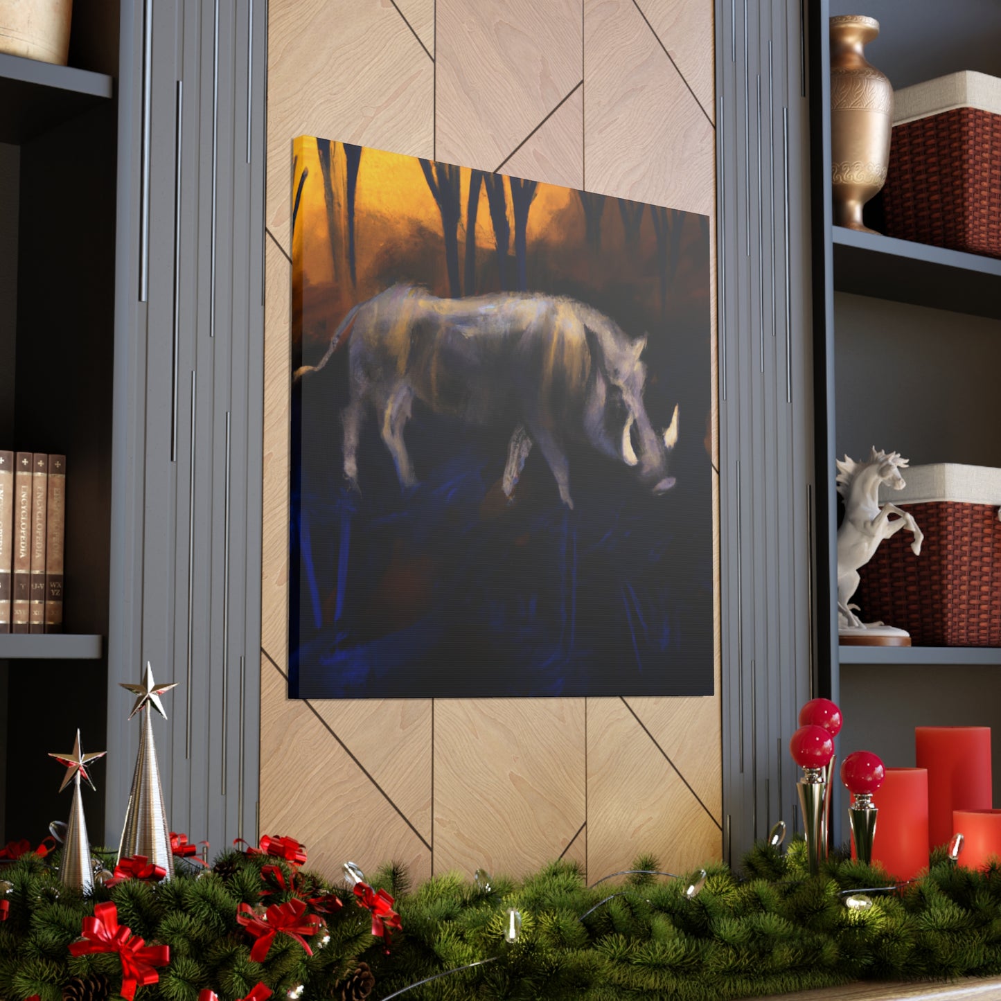 "Warthog in Moonlight" - Canvas