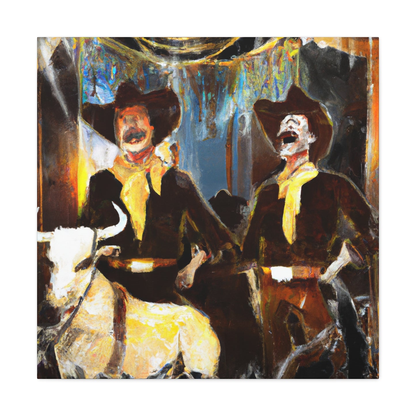 Saloon on Fire Painting - Canvas