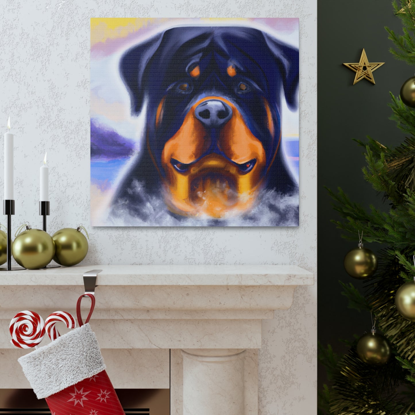 "Rottweiler's Regal Gaze" - Canvas