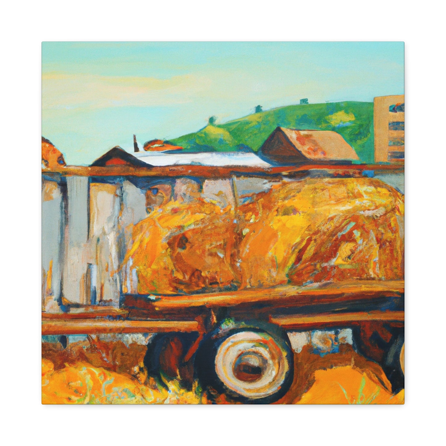 "Hay Wagon Harvest Home" - Canvas